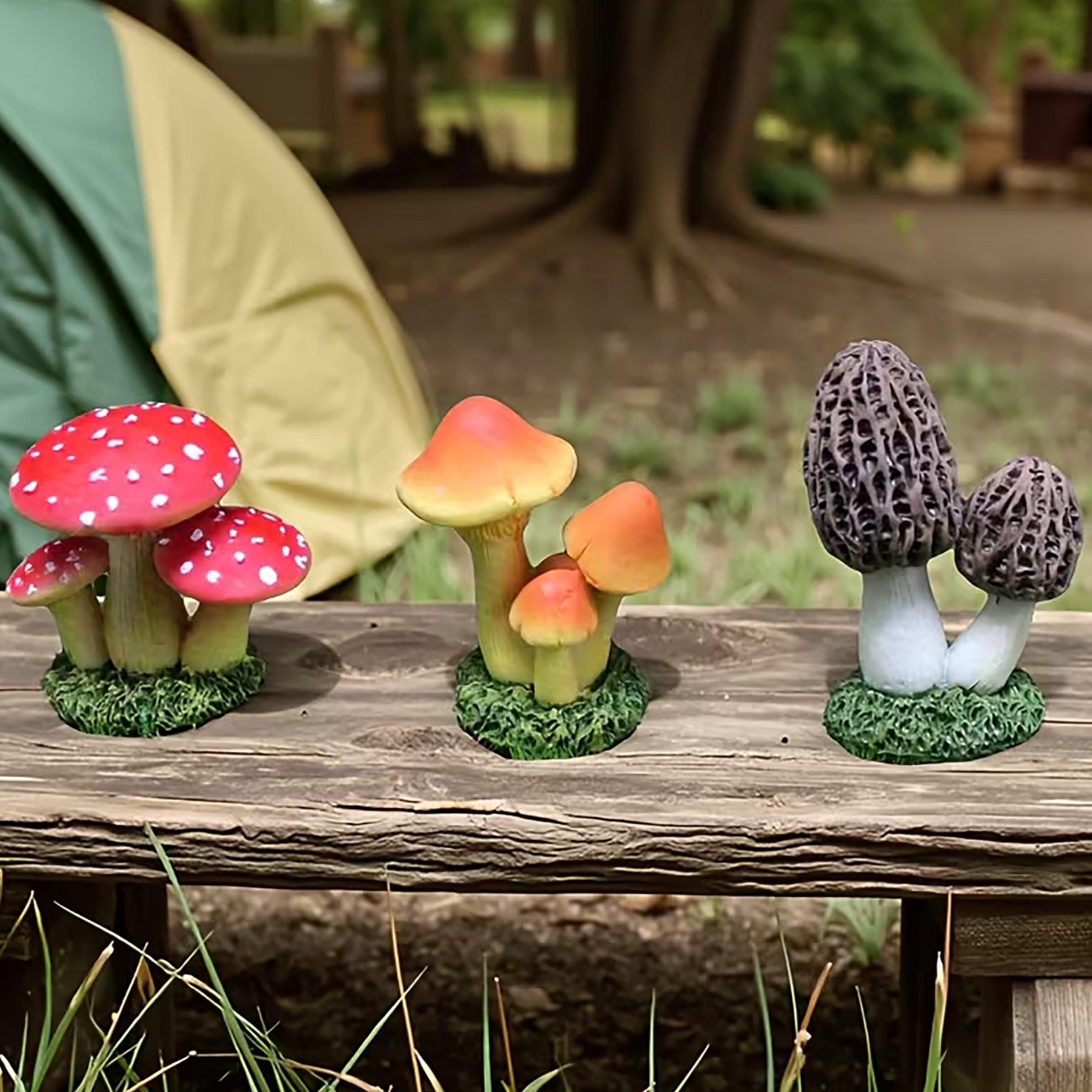 Echeveria Succulent - ชุดตกแต่งเห็ดประดิษฐ์ 3 ชิ้น พร้อมมอสสำหรับจัดสวนขนาดเล็ก ตกแต่งกระถางต้นไม้ DIY