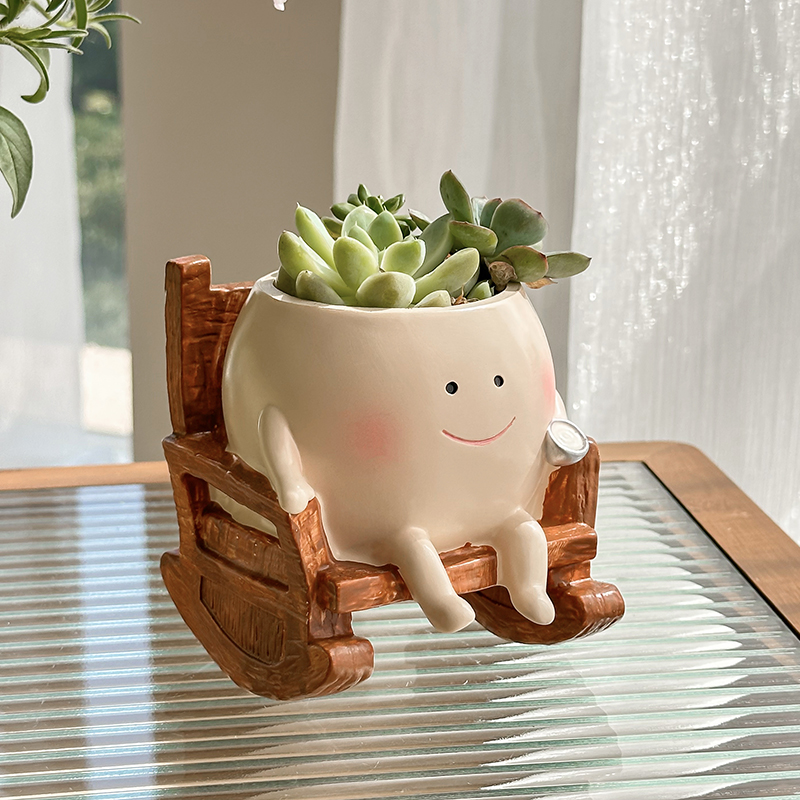 กระถางต้นไม้เรซิ่นรูปผีการ์ตูน - Echeveria Succulent บทวิจารณ์และราคา