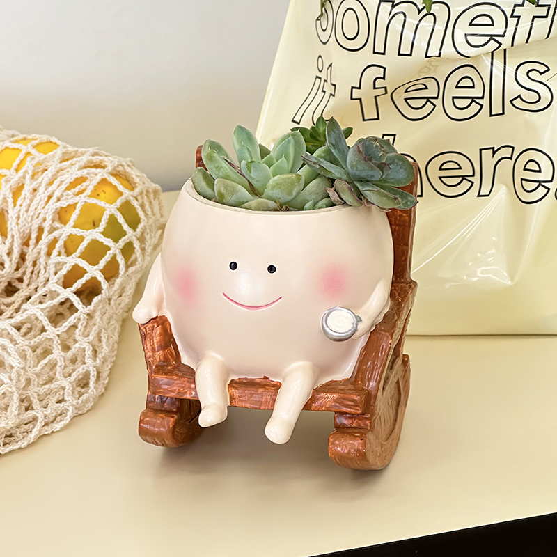 กระถางต้นไม้เรซิ่นรูปผีการ์ตูน - Echeveria Succulent บทวิจารณ์และราคา